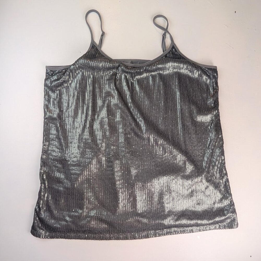TORRID Silver Gray SEQUIN FOXY CAMI Size 5 Metallic Women's Going Out Top